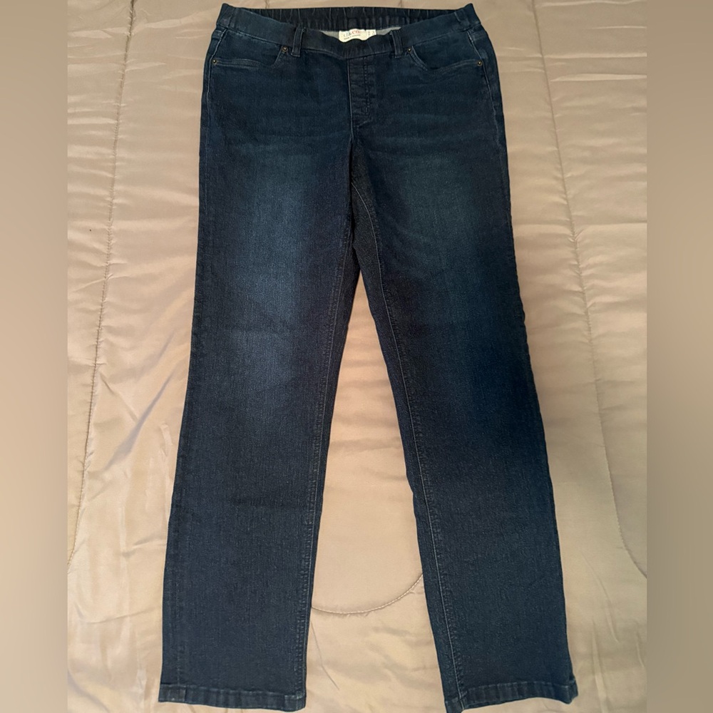 DENIM & CO Pull On Jeggings Easy Stretch Denim Dark Wash Size 14 NWOT